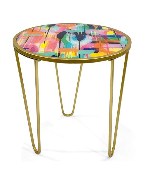 Table d'appoint de canapé 'Abstrait' multicolore - 55x50x50 cm