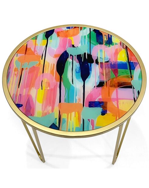 Table d'appoint de canapé 'Abstrait' multicolore - 55x50x50 cm