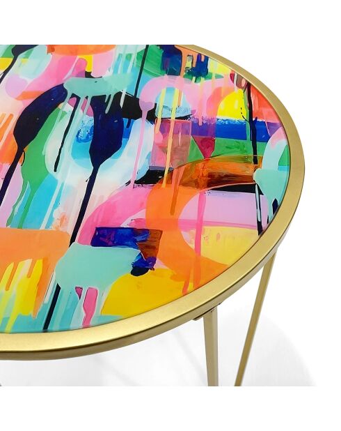 Table d'appoint de canapé 'Abstrait' multicolore - 55x50x50 cm