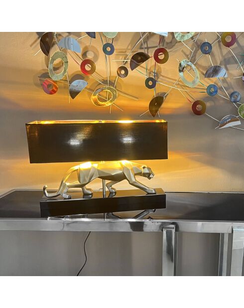Lampe 'Panthère à facettes' dorée - 35x50x15 cm