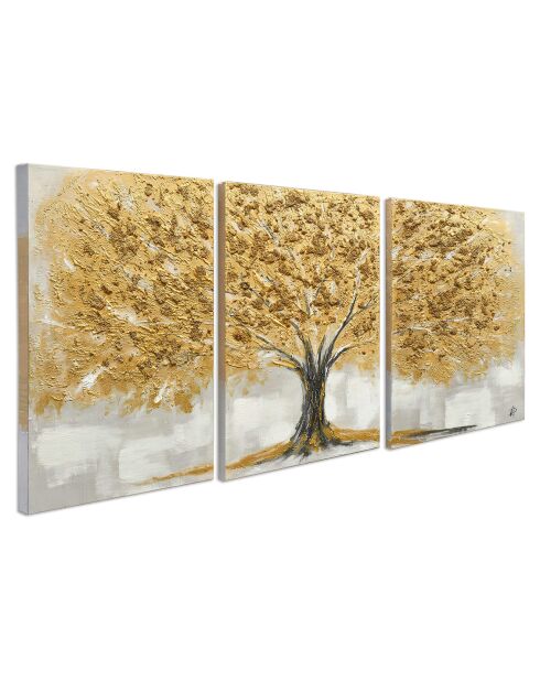 Peinture 'L'arbre de vie' dorée - 75x150x3.5 cm