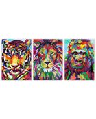 Tableau 'Tris Animaux Pop Art' multicolore - 70x150x3.5 cm