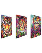 Tableau 'Tris Animaux Pop Art' multicolore - 70x150x3.5 cm