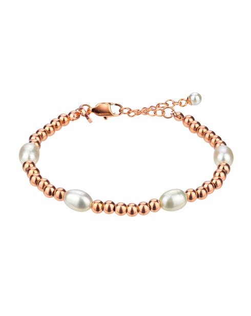 Bracelet Joséphine en Acier & Perles de culture d'eau douce rose doré
