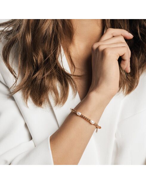Bracelet Joséphine en Acier & Perles de culture d'eau douce rose doré