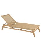 Bain de soleil en teck naturel et rotin synthétique bois - 205x 72.5 x36 cm