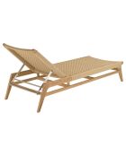 Bain de soleil en teck naturel et rotin synthétique bois - 205x 72.5 x36 cm