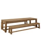 Mobili da giardino: 1 tavolo e 2 panche in legno di teak riciclato