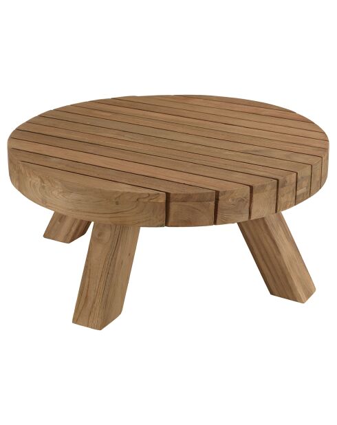 Ronde salontafel voor in de tuin gerecycled teakhout - D.80x36 cm