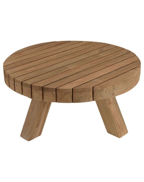 Ronde salontafel voor in de tuin gerecycled teakhout - D.80x36 cm