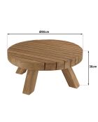 Table basse jardin ronde teck recyclé bois - D.80x36 cm