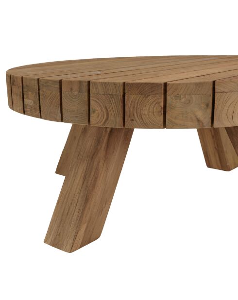 Ronde salontafel voor in de tuin gerecycled teakhout - D.80x36 cm