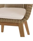 2 Fauteuils jardin rotin synthétique et coussin bois - 60x65x84 cm