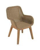 2 Fauteuils jardin rotin synthétique et coussin bois - 60x65x84 cm