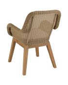 2 Fauteuils jardin rotin synthétique et coussin bois - 60x65x84 cm