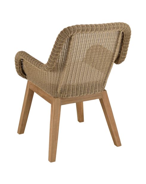 2 Fauteuils jardin rotin synthétique et coussin bois - 60x65x84 cm