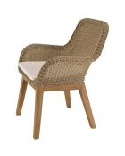 2 Fauteuils jardin rotin synthétique et coussin bois - 60x65x84 cm