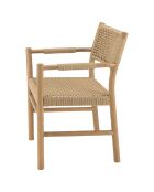 2 Fauteuils jardin accoudoirs teck rotin synthétique bois - 57.5 x59x82 cm