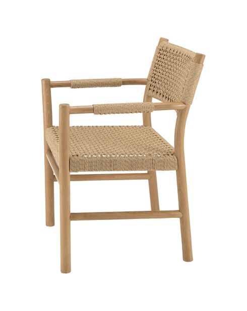 2 Fauteuils jardin accoudoirs teck rotin synthétique bois - 57.5 x59x82 cm