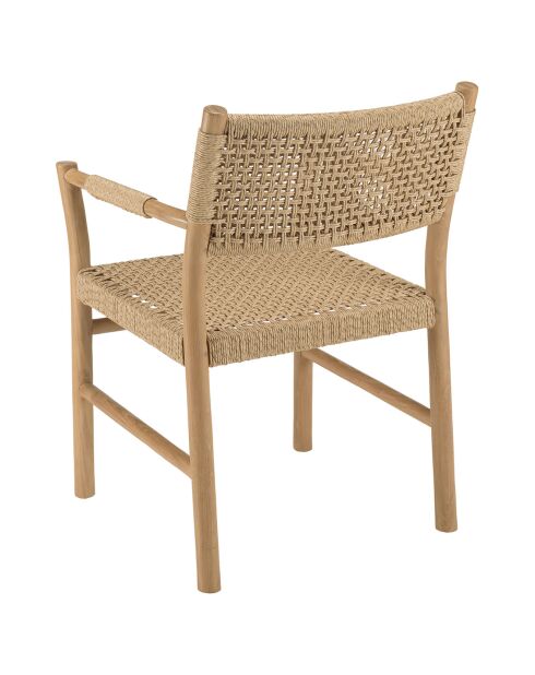 2 Fauteuils jardin accoudoirs teck rotin synthétique bois - 57.5 x59x82 cm