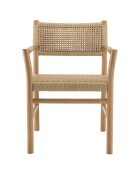 2 Fauteuils jardin accoudoirs teck rotin synthétique bois - 57.5 x59x82 cm