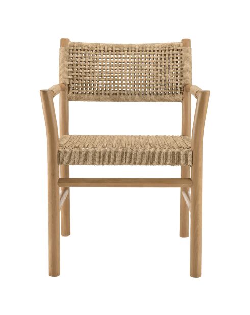 2 Gartensessel, Armlehnen, Teakholz, synthetisches Rattan, Holz - 57,5 x 59 x 82 cm