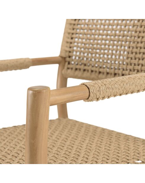 2 tuinfauteuils, armleuningen, teak, synthetisch rotan, hout - 57,5 x59x82 cm