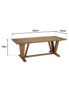 Table à manger jardin teck recyclé bois - 220x100x78 cm