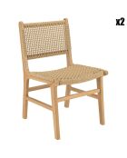 2 Chaises jardin teck naturel rotin synthétique bois - 50x60x 85.5  cm