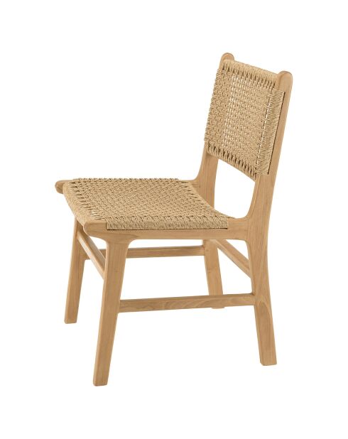 2 Chaises jardin teck naturel rotin synthétique bois - 50x60x 85.5  cm