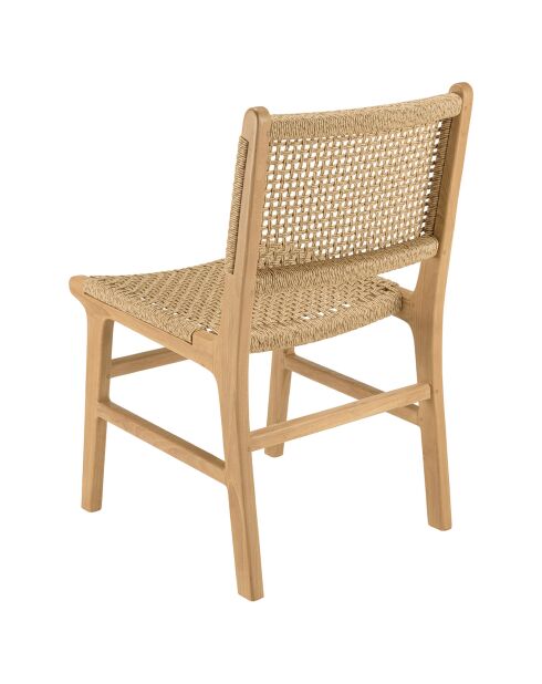 2 Chaises jardin teck naturel rotin synthétique bois - 50x60x 85.5  cm