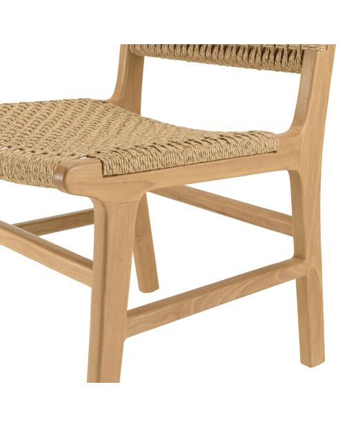 2 Chaises jardin teck naturel rotin synthétique bois - 50x60x 85.5  cm