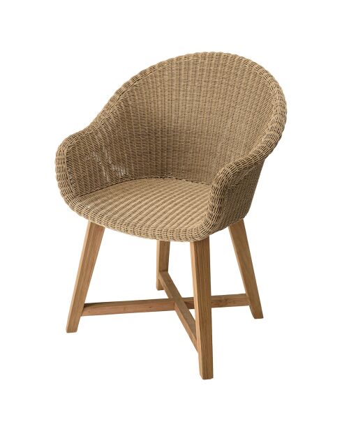 2 Gartenstühle aus synthetischem Rattan und Holzkissen - 66x55x88 cm