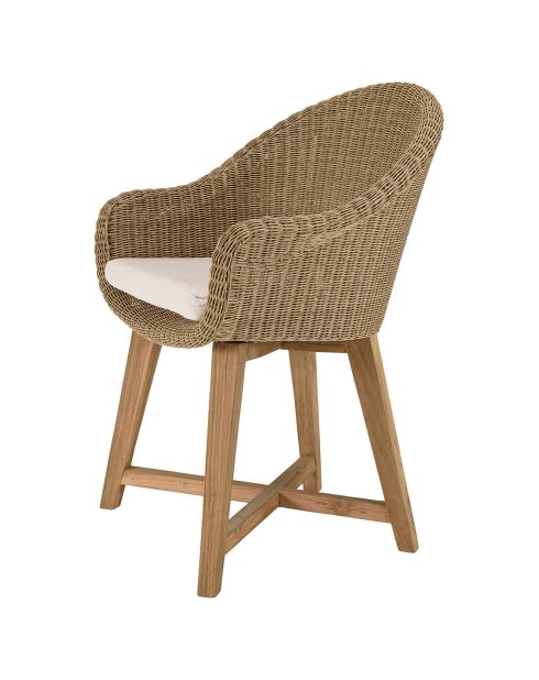 2 Gartenstühle aus synthetischem Rattan und Holzkissen - 66x55x88 cm