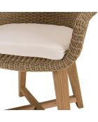 2 Fauteuils jardin rotin synthétique et coussin bois - 66x55x88 cm