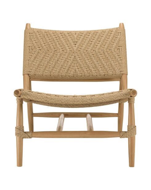 2 Liegestühle, Garten, Teakholz, Rattan, synthetisches Rattan, Holzrelief — 68x87x79 cm