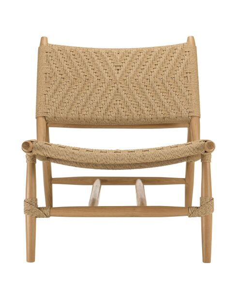 2 Fauteuils lounge jardin teck rotin synthétique relief     bois - 68x87x79 cm