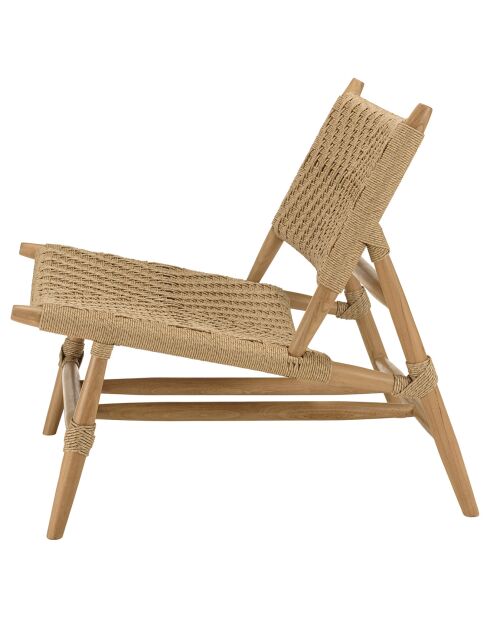 2 Fauteuils lounge jardin teck rotin synthétique relief     bois - 68x87x79 cm