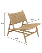 2 Fauteuils lounge jardin teck rotin synthétique relief     bois - 68x87x79 cm