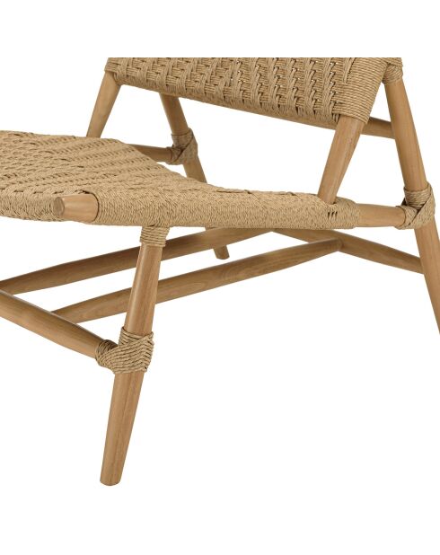2 Liegestühle, Garten, Teakholz, Rattan, synthetisches Rattan, Holzrelief — 68x87x79 cm