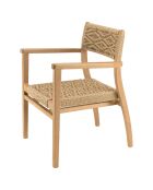 2 Fauteuils jardin teck rotin synthétique bois - 57x61x81 cm