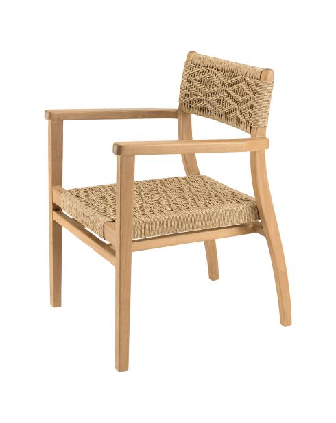 2 Fauteuils jardin teck rotin synthétique bois - 57x61x81 cm