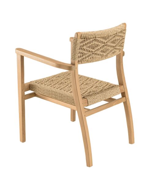 2 Fauteuils jardin teck rotin synthétique bois - 57x61x81 cm