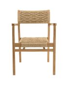 2 Fauteuils jardin teck rotin synthétique bois - 57x61x81 cm