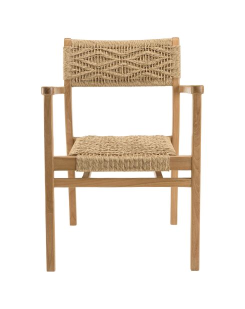 2 Fauteuils jardin teck rotin synthétique bois - 57x61x81 cm