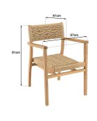 2 Fauteuils jardin teck rotin synthétique bois - 57x61x81 cm