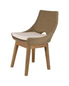 2 Chaises jardin rotin synthétique et coussin bois - 55x62x88 cm