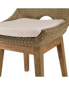 2 Chaises jardin rotin synthétique et coussin bois - 55x62x88 cm