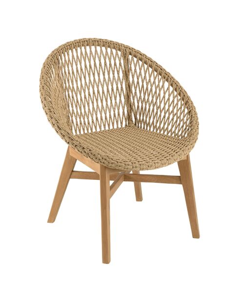 2 abgerundete Gartenstühle aus Teak-Rattan aus Kunstholz - 72x65x85 cm