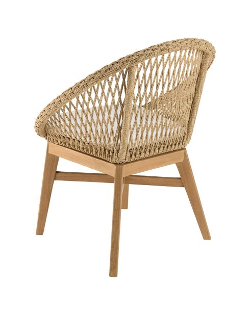 2 Fauteuils jardin arrondi teck rotin synthétique bois - 72x65x85 cm